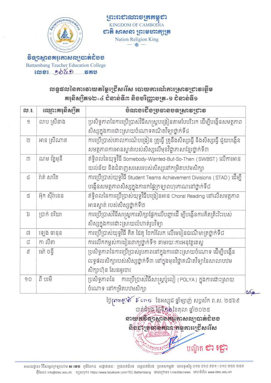 Battambang Teacher Education College